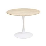Mesa de comedor redonda de mdf/acero 102x76 cm blanco/beige