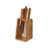 Cuchillos de acero inoxidable con bloque de madera 15.2x11.3x36.3 cm 6 piezas