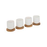 Taza de ceramica con base 100 ml elegance blanco/cafe 8 piezas