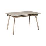 Mesa extensible de pedra sintetica/hierro 180x75x90 cm beige