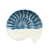 Adorno plato forma de concha 17x15 cm azul/blanco