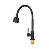 Grifo para cocina agua fría cuello flexible negro