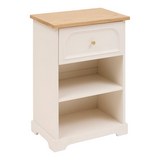 Mesa de noche de madera de 45 x 30 x 67 cm color marfil