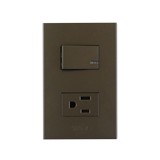 INTERRUPTOR CON TOMA T&J 15A 125VAC NEGRO