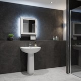 Kit - lavamano con pedestal + gabinete con espejo blanco