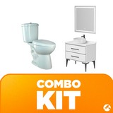 Kit - inodoro+gabinete blanco y negro