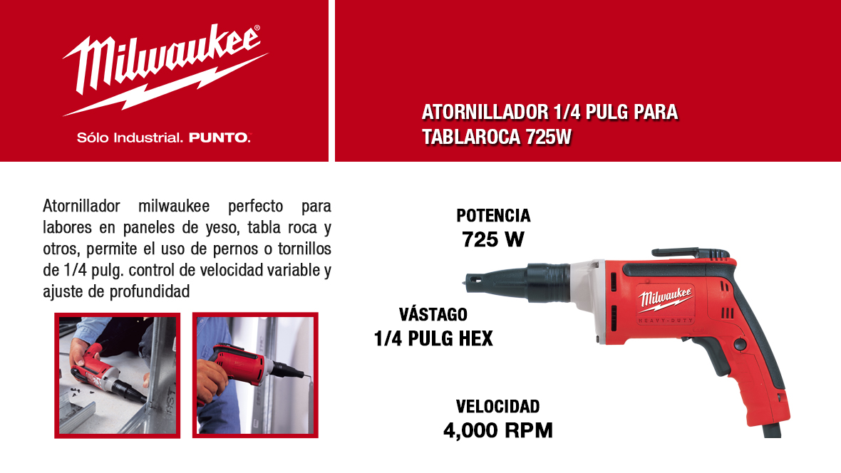Atornillador 1/4 pulg para tablaroca 725w 6742-20